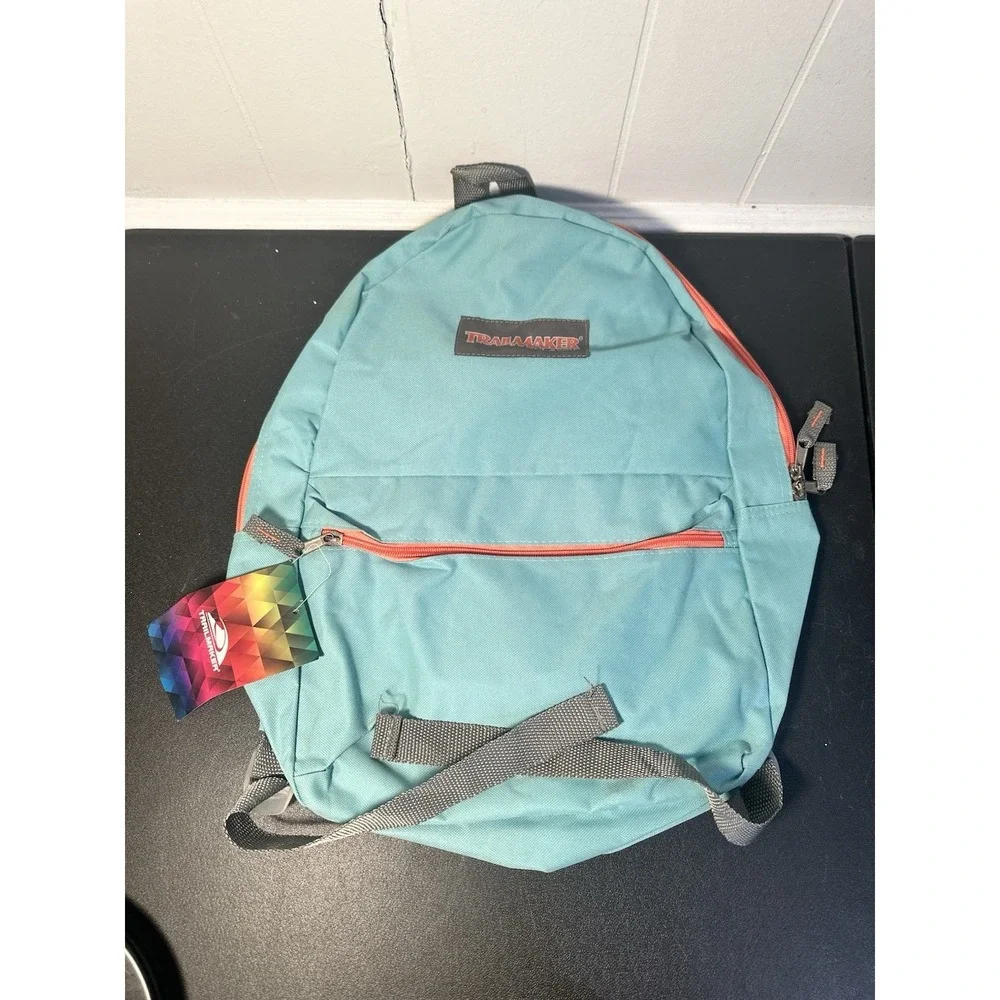 Trailmaker Classic Backpack Teal/Salmon Color Zip Adjustable‎ New
